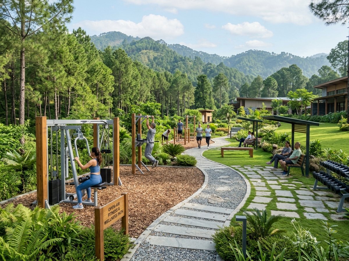 Open air gym and wellness recreation facilities at Jeevan Sankalp